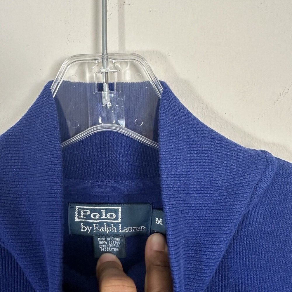 Polo Ralph Lauren Mens Half Zip Turtleneck Solid Cotton Sweater Blue Size Medium - Picture 3 of 4